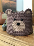 Adorable Large Crocheted Brown Bear Storage Basket | Gift Basket | Toy Storage Basket | Baby Nursery Decor | Woodland Nursery